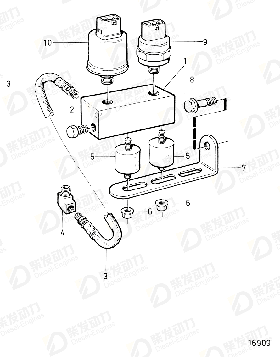 VOLVO Hose assembly 334175 Drawing VOLVO Hose assembly 334175 Drawing
